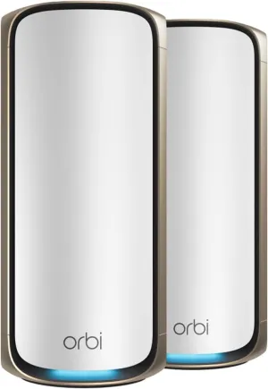 NETGEAR Orbi 970 Series Quad-Band WiFi 7 Mesh Network System (RBE972S), Router   1 Satellite Extender, Security Features, Up to 27Gbps, Covers up to 6,600 sq. ft., 200 Devices, 10 Gig Internet Port