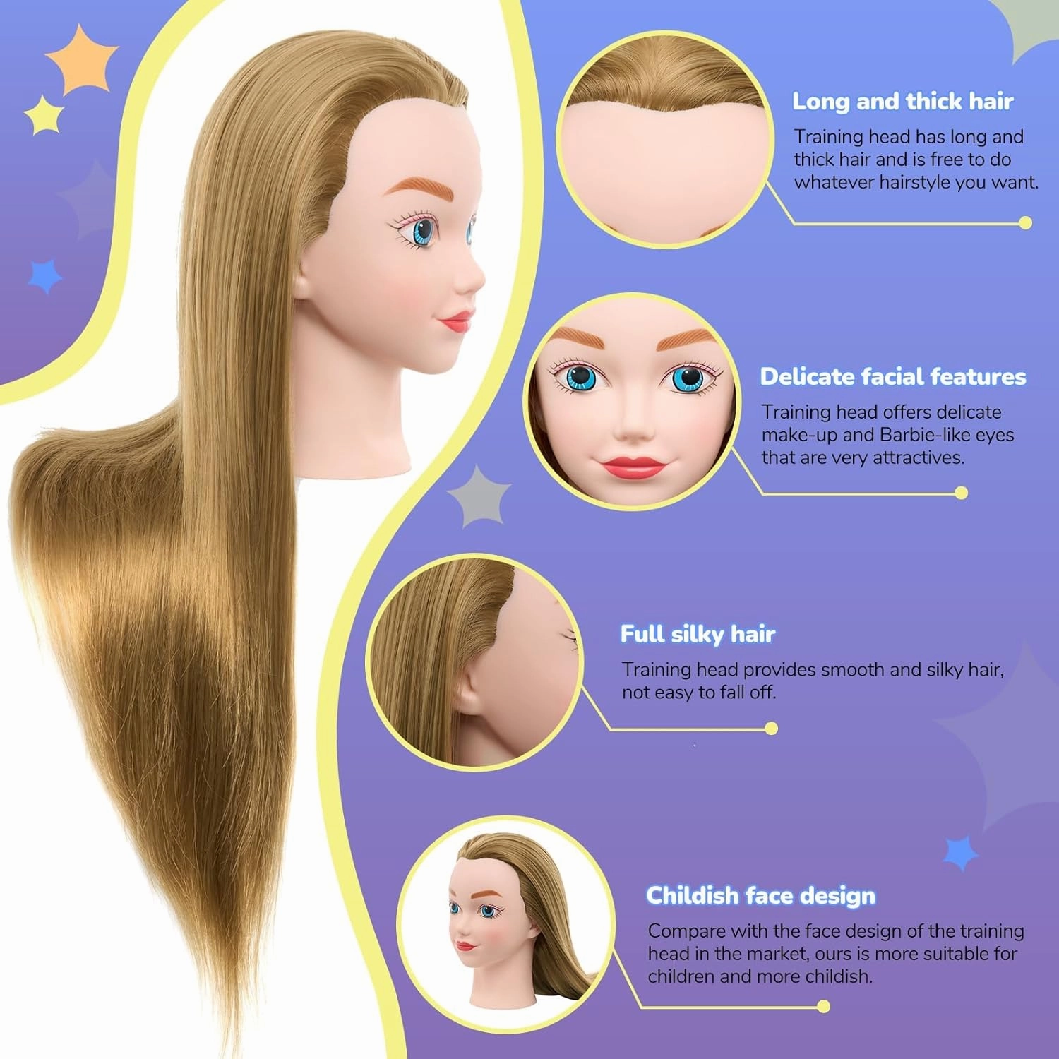 Neverland Beauty Mannequin Head with Hair, 20 Inch Cosmetology Manikin Practice Braiding Doll Head for Hair Styling, Training Head for Braiding Hairdressing for Kids #27