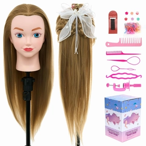 Neverland Beauty Mannequin Head with Hair, 20 Inch Cosmetology Manikin Practice Braiding Doll Head for Hair Styling, Training Head for Braiding Hairdressing for Kids #27