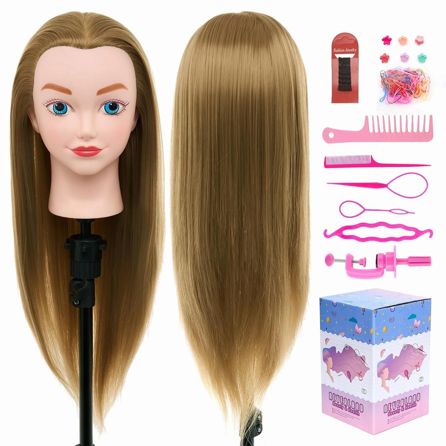 Neverland Beauty Mannequin Head with Hair, 20 Inch Cosmetology Manikin Practice Braiding Doll Head for Hair Styling, Training Head for Braiding Hairdressing for Kids #27