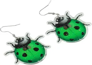 New 2025 Creative Glitter Acrylic Coccinella Septempunctata Drop Earrings For Women Insects Resin Dangle Fashion Jewelry Trendy Accessories Gift
