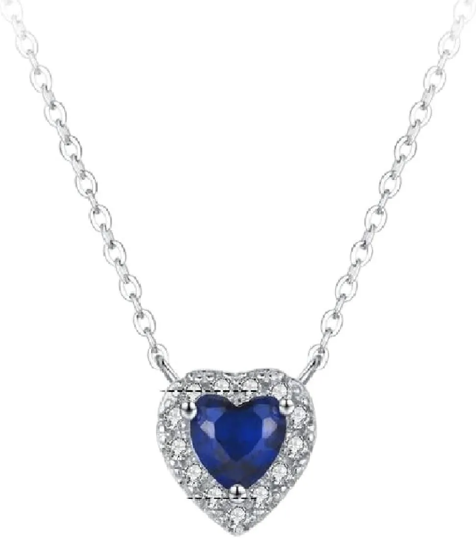 New 2025 Unisex 925 Sterling Silver Heart Of Ocean Blue Love Forever Pendant Necklace For Women Statement Jewelry Gift With You Accessories Trendy Creative For Women And Men