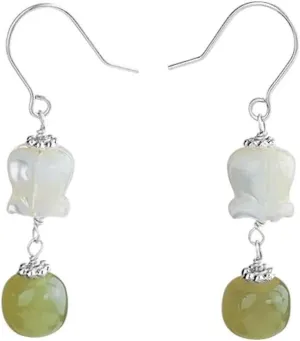 New 2025 Unisex 925 Sterling Silver Jade Earrings Pearl Magnolia Flower Eardrops Vintage Jewelry Findings Fashion Trendy Accessories Creative Gift For Women And Men