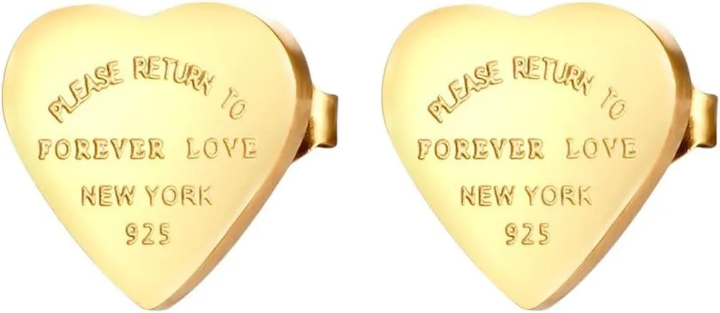New 2025 Unisex Stainless Steel Forever Lover'S Heart Earrings For Women Luxury Small Stud Jewelry Findings Fashion Trendy Accessories Creative Gift For Women And Men