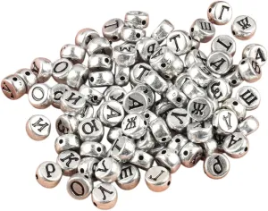 New 2026 100Pcs/Lot Mixed White Russian Letter Acrylic Beads Round Flat Alphabet Loose Spacer Beads for Bracelet Necklace Jewelry Making Jewelry Fashion Accessories Creative Gift