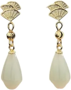 New 2026 Arrive 925 Sterling Silver Jade Earrings Pearl Magnolia Flower Eardrops Vintage Jewelry Fashion Trendy Accessories Creative Gift