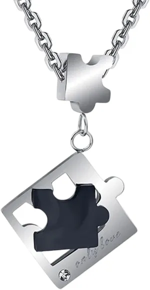 New 2026 Arrive Nibastar Geometric Puzzle Pendant Necklace For Couple Women Men Best Friend Forever Necklace Smooth Fashion Jewelry Gift Jewelry Gift Fashion Trendy Accessories Creative
