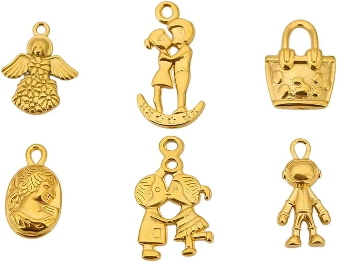 New 2026 Arrive Unisex 3Pcs Stainless Steel Angel Maria Handbag Skirt Lovers Charm For Jewelry Making Diy Necklace Earring Bracelet Pendant Accessories Fashion Trendy Creative Gift For Women And Men
