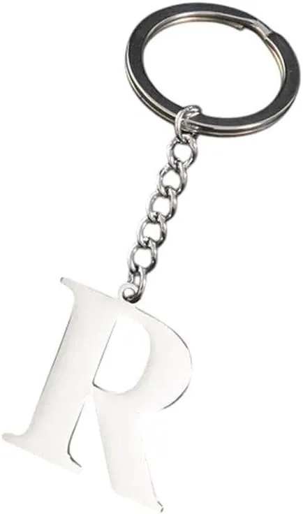 New 2026 Arrive Unisex Metal 26 Capital Letter Keychains Simple Stainless Steel A-Z Initial Key Ring For Couple Handbag Accessories Car Diy Jewelry Fashion Trendy Creative Gift For Women And Men