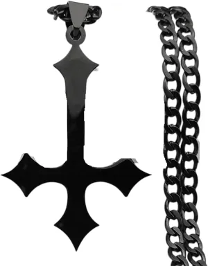 New 2026 Goth Upside Down Cross Stainless Steel Pendant Necklace For Men Black Color Inverted Cross Kering Handbag Accessorie Jewelry Finding Fashion Accessories Creative Gift