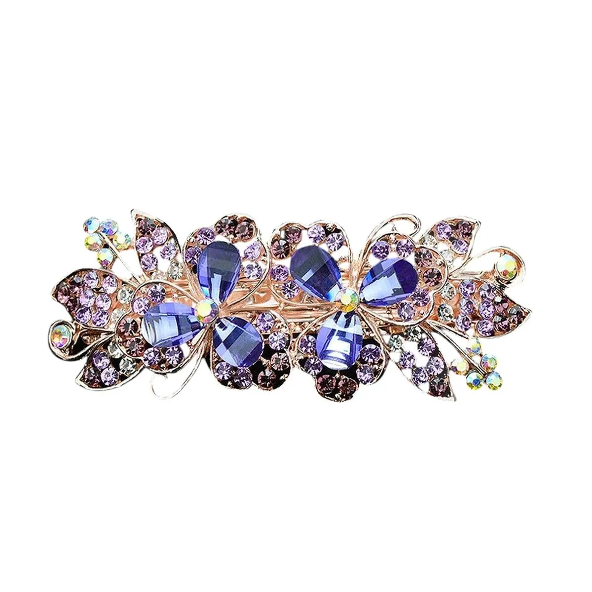 New 2026 New For High-Grade Purple Crystal Spring Hairpin Glittering Zircon Horizontal Clip Temperament Mother Fashion Hair Accessories Jewelry Fashion Accessories Creative Gift