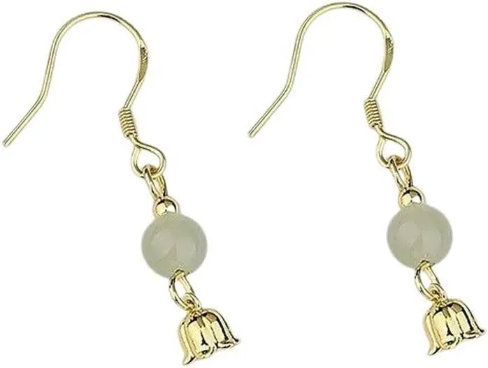 New 2026 Unisex 925 Sterling Silver Jade Earrings Pearl Magnolia Flower Eardrops Vintage Jewelry Findings Fashion Trendy Accessories Creative Gift for Women and Men