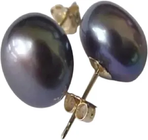 New 2026 Unisex Hot For 10-11mmTahitian Black Pearl Stud Earrings 14K/20 Solid Gold Decoration Jewelry Luxury With You Accessories Trendy Creative For Women And Men