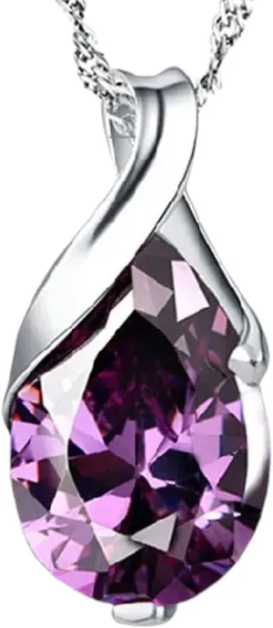 New 2026 Unisex S925 Sterling Silver Necklace Angel Tears Crystal Purple Pendant For Woman Charm Decoration Jewelry Luxury With You Accessories Trendy Creative For Women And Men