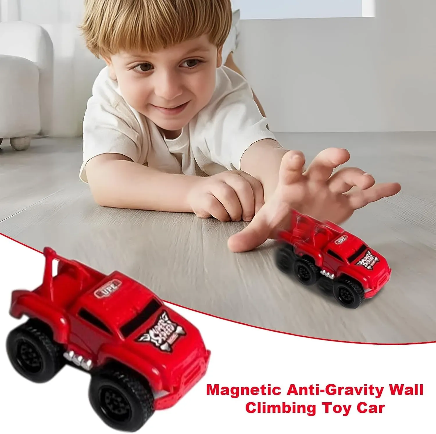 New Inertial Magnetic Levitation Toy Car, Portable Mini Magnetic Wall Climbing Car, Educational Decompression Anti-Gravity Toy Car, Car That Can Run On Walls and Ceilings(Color:Yellow Red)
