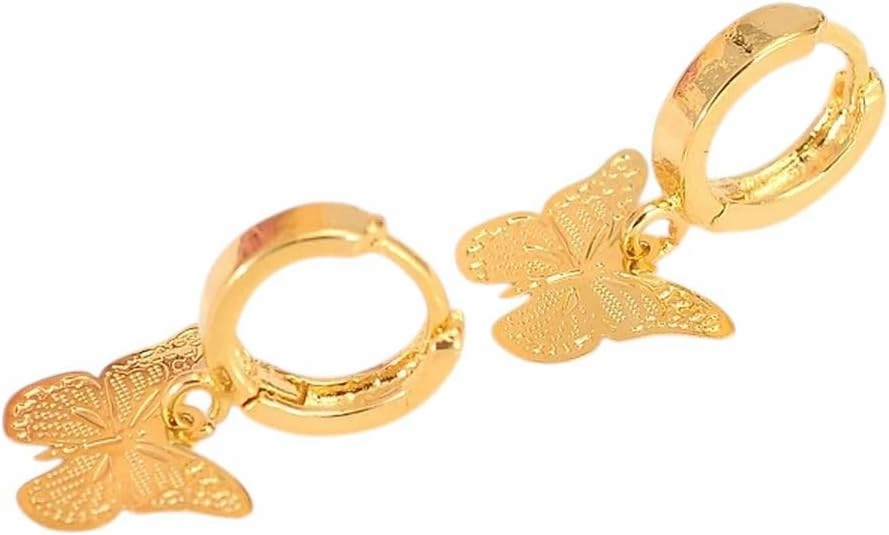 New 2025 14 K Solid Fine Yellow Gold Gf Luxury Butterfly Charm Earring Fashion Gold Women Her Jewelry Gift Pretty Decoration Jewelry Commemorative With You Accessories Trendy Best For Gift