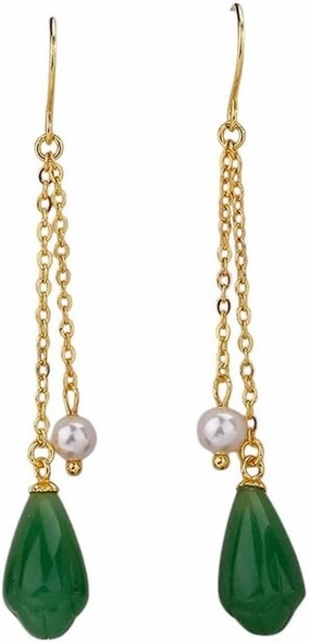 New 2025 925 Sterling Silver Jade Earrings Pearl Magnolia Flower Eardrops Vintage Jewelry Fashion Trendy Accessories Creative Gift