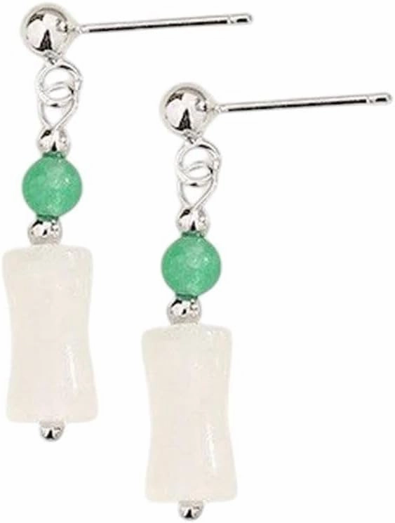 New 2025 925 Sterling Silver Jade Earrings Pearl Magnolia Flower Eardrops Vintage Jewelry Fashion Trendy Accessories Creative Gift
