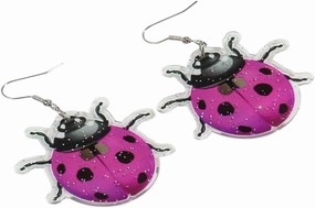 New 2025 Creative Glitter Acrylic Coccinella Septempunctata Drop Earrings For Women Insects Resin Dangle Fashion Jewelry Trendy Accessories Gift