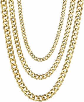 New 2025 Cuban Chain Necklace For Men Women, Basic Punk Stainless Steel Curb Link Chain Chokers, Vintage Gold Color Solid Metal Colla Decoration Jewelry Luxury Accessories Trendy Best For Gift