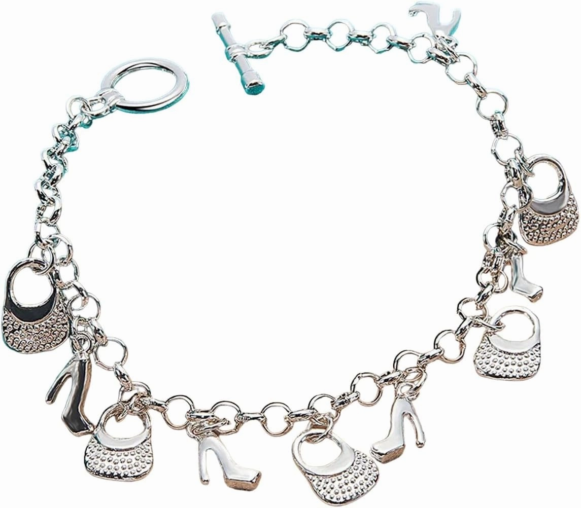 New 2025 Unisex 925 Sterling Silver 24K Gold High Heels Bag Pendant Bracelets Chain For Women Charm Wedding Decoration Jewelry Luxury With You Accessories Trendy Creative For Women And Men