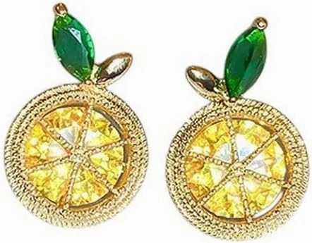 New 2025 Unisex Gift Fashion Trend Unique Design Elegant Delicate Zircon Sweet Lemon Earrings For Women Jewelry Wedding Party Premium Gifts Trendy Accessories Creative For Women And Men