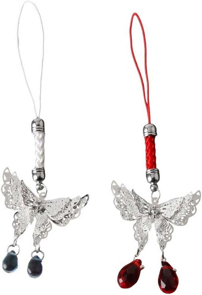New 2025 Unisex Silver Butterfly Droplet Phone Hanging Strap, Creative Cute Chain, Bag Decoration, Her'S Gift Accessories Jewelry Findings Fashion Trendy For Women And Men