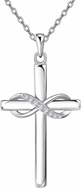 New 2026 1Pc Love You Forever Cross Necklace, Golden Infinity Pendant Classic Faith Prayer Jewelry Gift For Herfriend Family Friends Lux Fashion Accessories Creative
