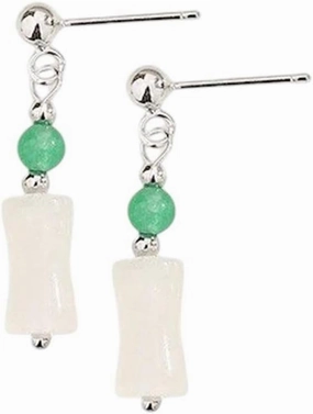 New 2026 Arrive 925 Sterling Silver Jade Earrings Pearl Magnolia Flower Eardrops Vintage Jewelry Fashion Trendy Accessories Creative Gift