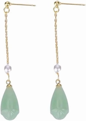 New 2026 Arrive 925 Sterling Silver Jade Earrings Pearl Magnolia Flower Eardrops Vintage Jewelry Fashion Trendy Accessories Creative Gift