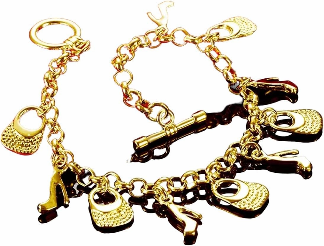 New 2026 Arrive Unisex 925 Sterling Silver 24K Gold High Heels Bag Pendant Bracelets Chain For Women Charm Wedding Decoration Jewelry Luxury With You Accessories Trendy Creative For Women And Men