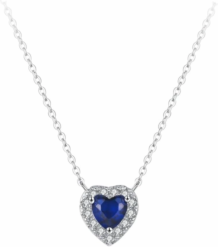 New 2026 Arrive Unisex 925 Sterling Silver Heart Of Ocean Blue Love Forever Pendant Necklace For Women Statement Jewelry Gift With You Accessories Trendy Creative For Women And Men