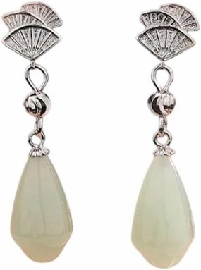 New 2026 Arrive Unisex 925 Sterling Silver Jade Earrings Pearl Magnolia Flower Eardrops Vintage Jewelry Fashion Trendy Accessories Creative Gift For Women And Men