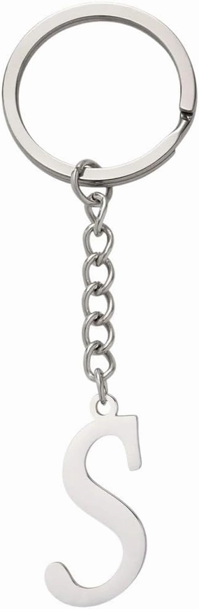 New 2026 Arrive Unisex Fashion Diy A-Z Letters Keychain Stainless Steel Metal Initial Pendant Key Chain Hers Handbag Accessories Jewelry Findings Trendy Creative Gift For Women And Men