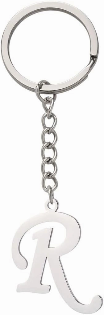 New 2026 Arrive Unisex Fashion Diy A-Z Letters Keychain Stainless Steel Metal Initial Pendant Key Chain Hers Handbag Accessories Jewelry Trendy Creative Gift For Women And Men