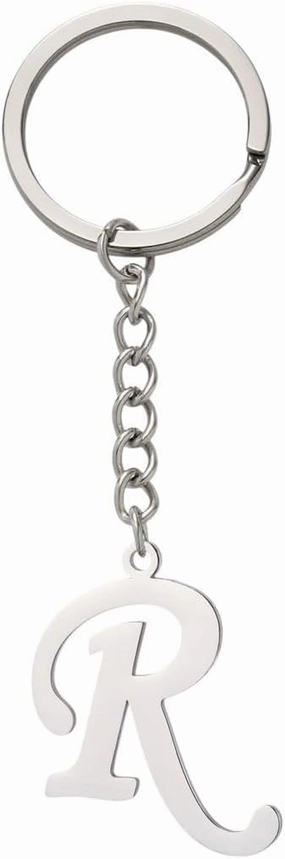 New 2026 Arrive Unisex Fashion Diy A-Z Letters Keychain Stainless Steel Metal Initial Pendant Key Chain Hers Handbag Accessories Jewelry Trendy Creative Gift For Women And Men