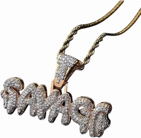 New 2026 Arrive Unisex Hip Hop Ice Out Square Crystal S-A-V-A-G-E Letter Pendant Necklace For Men And Women Street One Last Party Trendy Jewelry Gift With You Accessories Creative For Women And Men