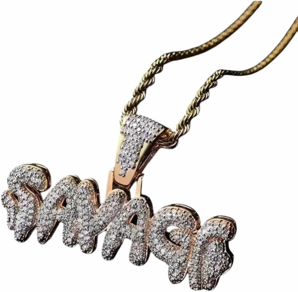 New 2026 Arrive Unisex Hip Hop Ice Out Square Crystal S-A-V-A-G-E Letter Pendant Necklace For Men And Women Street One Last Party Trendy Jewelry Gift With You Accessories Creative For Women And Men