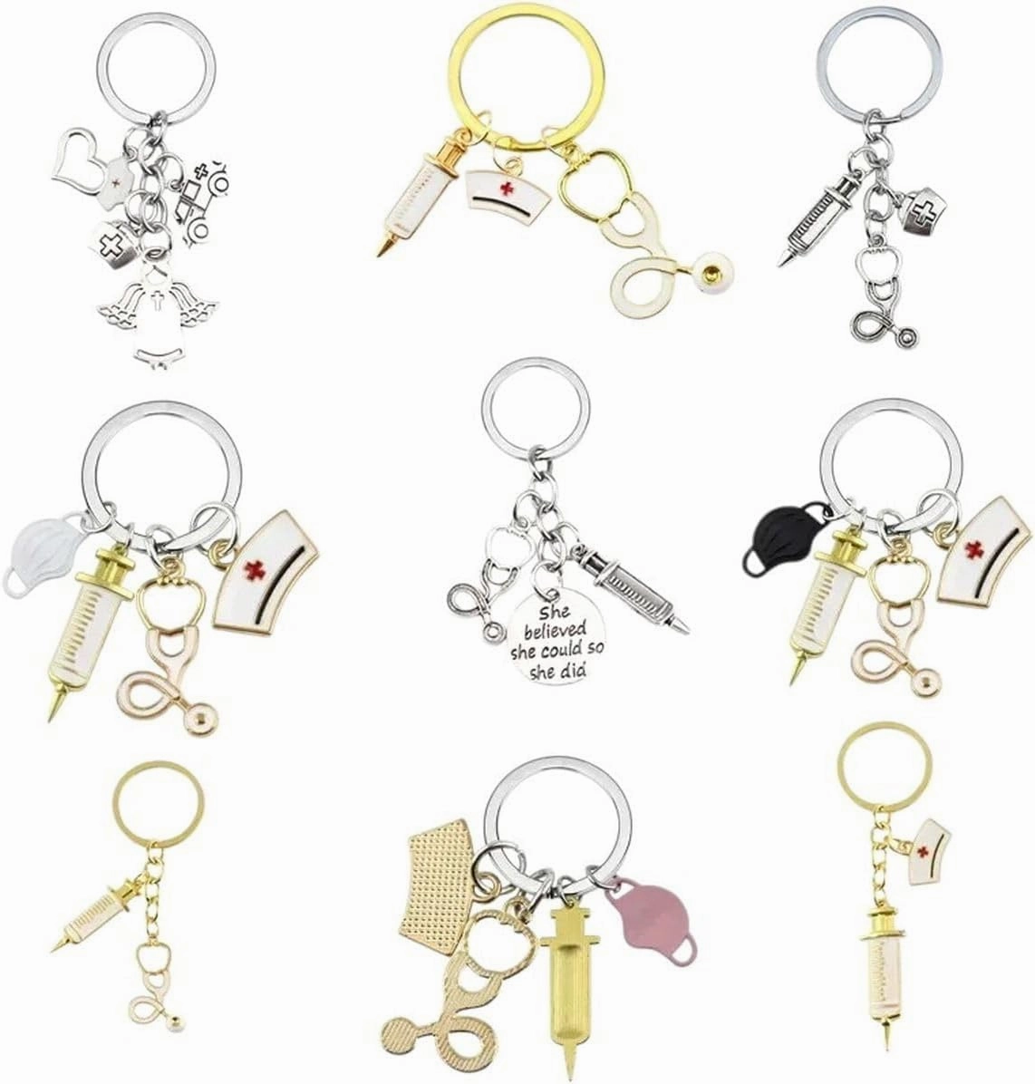 New 2026 Arrive Unisex Tool Nurse Doctor Mask Keychain Staff Key Chain Handbag Pendant Charm Accessories Jewelry Findings Gifts Fashion Trendy Creative Gift For Women And Men
