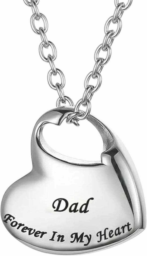 New 2026 Cremation Necklace For Ashes Jewelry, Forever In My Heart Carved Stainless Steel Keepsake Waterproof Memorial Pendant Fashion Accessories Creative Gift