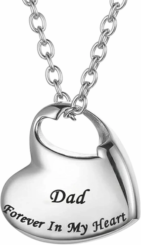 New 2026 Cremation Necklace For Ashes Jewelry, Forever In My Heart Carved Stainless Steel Keepsake Waterproof Memorial Pendant Fashion Accessories Creative Gift