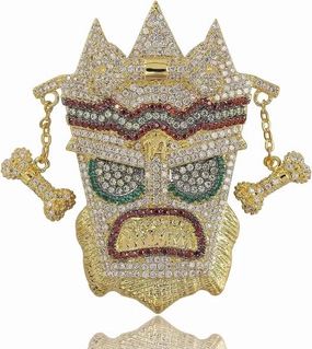 New 2026 For Iced Out Uka Mask Solid Pendant Necklace Men's Micro Paved Hip Hop Gold Silver Color Charm Chains Decoration Jewelry Luxury With You Accessories Trendy Creative Best Gift