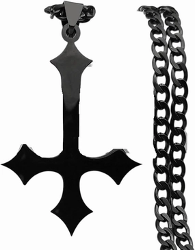 New 2026 Goth Upside Down Cross Stainless Steel Pendant Necklace For Men Black Color Inverted Cross Kering Handbag Accessorie Jewelry Finding Fashion Accessories Creative Gift