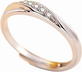 New 2026 Korean Luxury Zircon Couple Ring For Women Men Silver Plated Love Forever Heart Adjustable Open Wedding Anniversary Jewelry Fashion Accessories Creative Gift