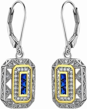 New 2026 Solid 925 Sterling Silver K Gold Dangle Drop Earrings For Women Sapphire White Cz Vintage Decoration Jewelry Luxury With You Accessories Trendy Creative Best Gift