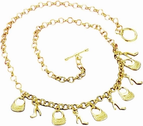 New 2026 Unisex 18K Gold Necklaces 925 Sterling Silver High Heels And Shopping Bag Necklace For Women Fashion Wedding Party Jewelry Gift With You Accessories Trendy Creative For Women And Men