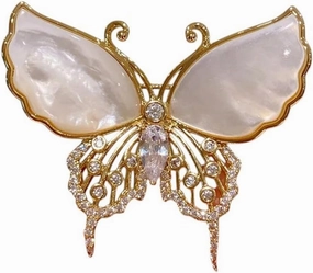 New 2026 Unisex Elegant Magnolia Flower Brooch For Women Pearl Rhinestone Pins Temperament Corsage Coat Accessories Jewelry Findings Fashion Trendy Creative Gift For Women And Men