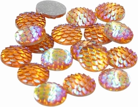 New 2026 Unisex Gift Fashion 50Pcs 12Mm Mix Colors Mermaid Fish Scale Style Flat Back Resin Cabochons for Bracelet Earrings Patch Accessories Jewelry Findings Trendy Creative Women and Men