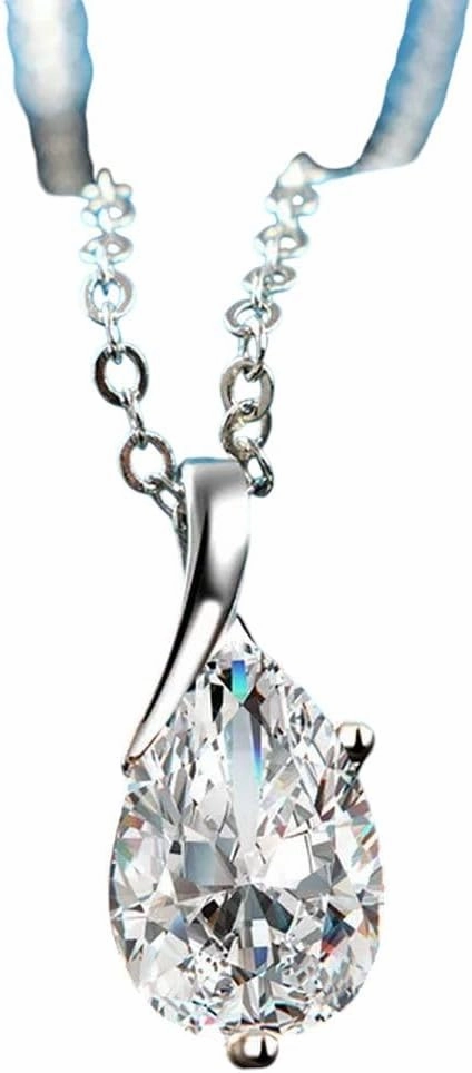 New 2026 Unisex S925 Sterling Silver Necklace Angel Tears Crystal White Pendant For Woman Charm Decoration Jewelry Luxury With You Accessories Trendy Creative For Women And Men