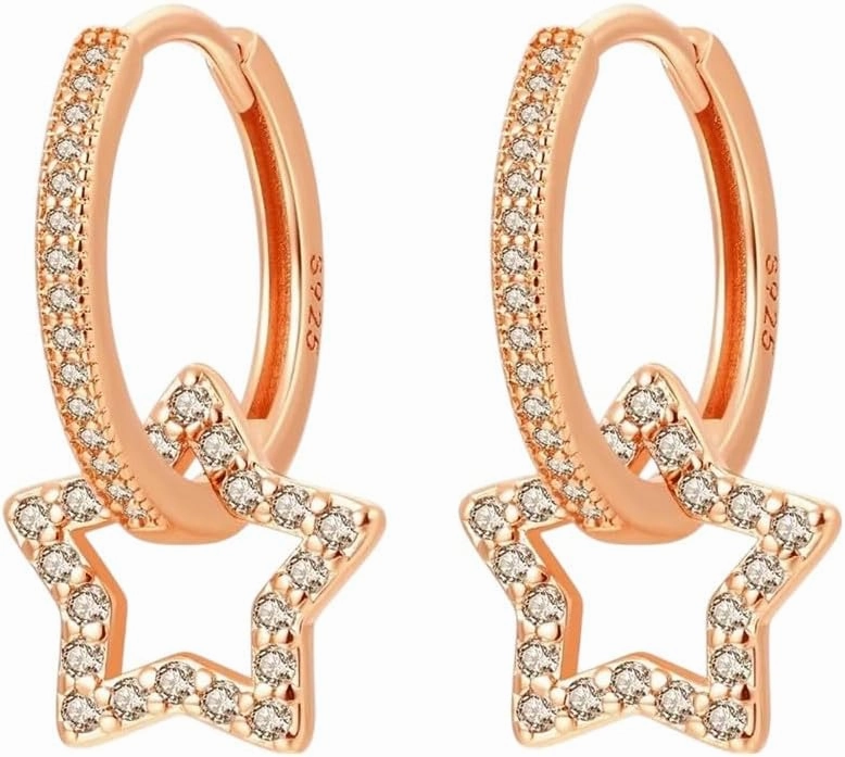 New 2026 Unisex Sparkling 925 Sterling Silver Rose Gold&Simple Star Pendant K Earrings Women's Watching Jewelry Accessories With For You Trendy Creative Gift Women And Men
